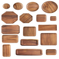 Plateau de service en bois pour la maison et la cuisine, ensemble de plateaux de service en bois pour le café, la nourriture, le petit-déjeuner, le dîner