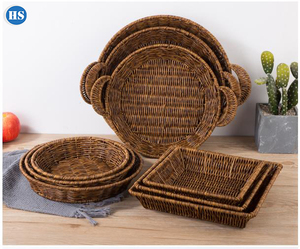 Polywicker rotin <span class=keywords><strong>fruits</strong></span> pain <span class=keywords><strong>panier</strong></span> plateaux <span class=keywords><strong>livraison</strong></span> rapide à la main - Product Image 3