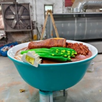 Grande Décoration Personnalisée en Fibre de Verre : Sculpture de Bœuf, Œuf et Nouilles pour Panneau de Magasin, Impression 3D, Article Décoratif