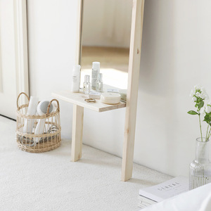 Modern Solid Wood Full Length Standing <strong>Mirror</strong> with Shelf Nordic <strong>Pine</strong> Leaning <strong>Mirror</strong> for Hotel Guest Room Project - Product Image 3