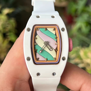 High-end Designer RM07-03 Gradient Vortex Dial Mechanical <b>Watch</b>, High-Quality White Ceramic Luxury Ladies Wristwatch - Product Image 2