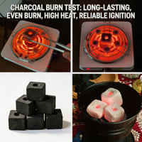 Charbon à encens instantané en tablettes, briquettes de charbon de bambou à allumage rapide, 22mm-60mm, carrées noires, pour chicha
