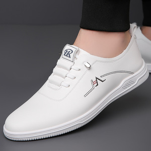 Chaussures décontractées blanches pour hommes à enfiler, bout rond, tige synthétique, semelle extérieure en caoutchouc, semelle intermédiaire en EVA, antidérapantes, légères, tendance, pour l'été - Product Image 2