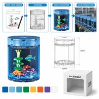 Ensemble de blocs de construction d'aquarium cylindrique transparent personnalisé avec poissons, coraux et algues, jouets éducatifs pour enfants pour l'assemblage DIY