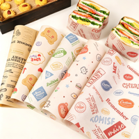Papier d'emballage alimentaire en gros personnalisé avec logo imprimé, résistant à la graisse et au cire, pour sandwichs, burgers, poulet frit et frites