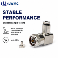 Connecteur mâle LWMC N à angle droit pour câble LMR240 RG58 RG142 et câble de 5 mm jusqu'à 6 GHz