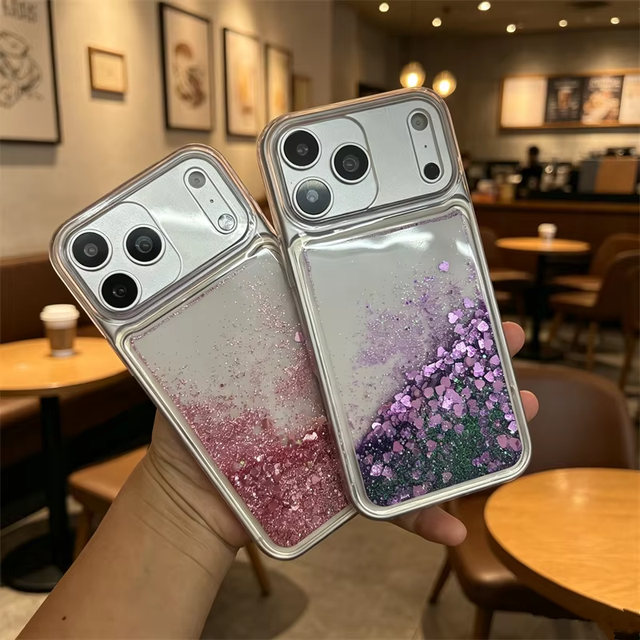 Oem Diy Shockproof Tpu Glitter Liquid Quicksand Bling Phone case Cover for iphone 18 17 16 15 14 13 Series Pro Max