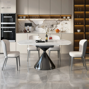 Mở Rộng Bắc Âu Thép Không Gỉ Bàn Ăn Trong Nhà 180Cm Sang Trọng Hiện Đại Bằng Đá Cẩm Thạch Top Vòng Nối Dài Bàn Ăn - Product Image 3