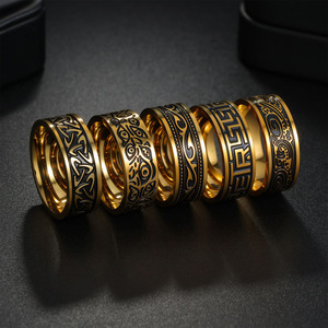 Viking Evil Eye <b>Ring</b> Stainless Steel Men's Jewelry With Great Wall Design Fashion <b>Rings</b> 8mm Width Band For Daily Wear - Product Image 3