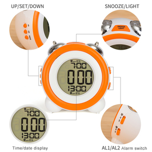 KH-CL041 12 Inch Hai Báo Động Trẻ Em Ngủ Huấn Luyện Viên <span class=keywords><strong>LCD</strong></span> Kỹ Thuật Số Snooze Điện Tử Twin Chuông Bảng Đồng Hồ - Product Image 4