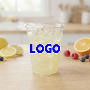 Gobelets jetables en PET de 98 mm avec couvercles, impression de logo personnalisé, pour boissons froides, thé à bulles et café, 16 oz, transparents, vente en gros - Product Image 1