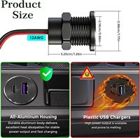 Prise USB en aluminium 12V pour camping-car, double port QC3.0 USB-A PD3.0 USB-C