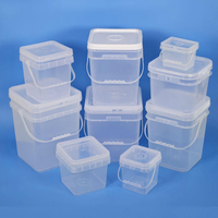 Vente en gros de 20 litres de qualité alimentaire PP seaux carrés en plastique avec logo personnalisé couvercles recyclables pour le stockage des aliments seaux emballage