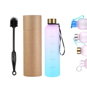 500ml 600ml 1L clear Eco Friendly Tritan Fruit Infuser frosted look Bottle Plastic juicer Water Bottle With Time Marker