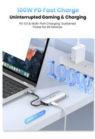 SYONG 5-in-1 USB C Docking Station Hub 4K USB 3.0 Port * 3  PD 100W Power Delivery Kabel Tembaga Berlapis Timah untuk Anker HP ODM/OEM
