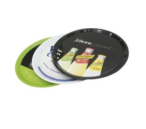 Plateau antidérapant avec logo personnalisé, plateau de service rond en métal et plastique pour la bière russe Abbey's Birra Menabrea Old Forester - Product Image 2