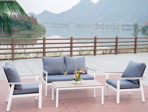 YOHO ชุดโซฟาอลูมิเนียมดีไซน์ทันสมัยเลานจ์ผ้าใหม่สำหรับใช้ในสวนกลางแจ้งเฟอร์นิเจอร์โลหะมีสไตล์สำหรับโรงแรมและสวนสาธารณะ - Product Image 2