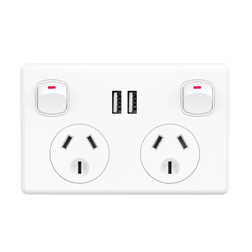 2 porta USB presa Australia Standard a parete interruttore a doppio palo presa per lampada presa a doppio palo presa presa elettrica presa elettrica