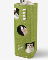 Maison pour chat en feutre quatre saisons, multi-niveaux, avec griffoir intégré et lit cachette pour chats d'intérieur