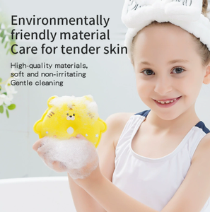 Cartoon Animal Bath <b>Sponge</b> Kids Body Scrubber Baby Washing Accessory Yellow Cute <b>Bathing</b> Toy - Product Image 2