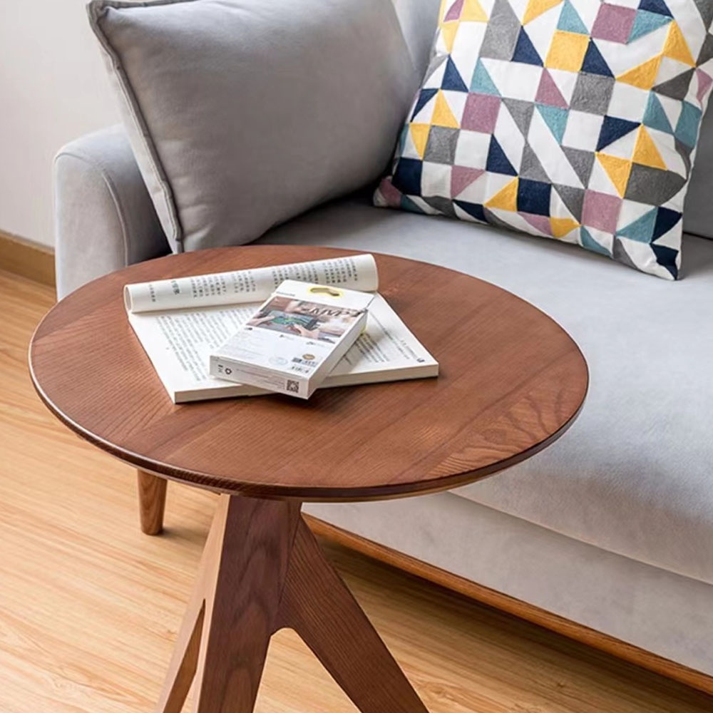 New Cheap  Round Wood Tea Desk Set Living Room Furniture Wooden Luxury Coffee Table Modern