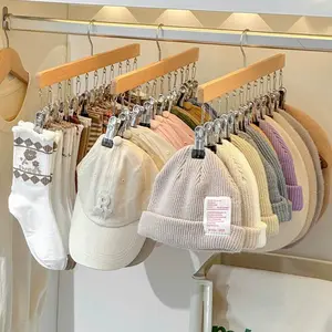 Hat racks cho bóng chày hat Organizer móc bằng gỗ với 12 cái không trượt cao su Clip thép không gỉ