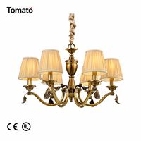 Lustre en laiton antique à 6-12 lumières, hauteur réglable, abat-jour, douille E14, certifié CE/ économie d'énergie pour salon, hôtel