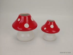 Contemporain Art Déco Rétro Style Rustique De Table <span class=keywords><strong>Vase</strong></span> En <span class=keywords><strong>Porcelaine</strong></span> Décor <span class=keywords><strong>À</strong></span> La Maison SET2 Blanc En Céramique Champignon <span class=keywords><strong>Vase</strong></span> Peinture Glaçure Vintage - Product Image 5