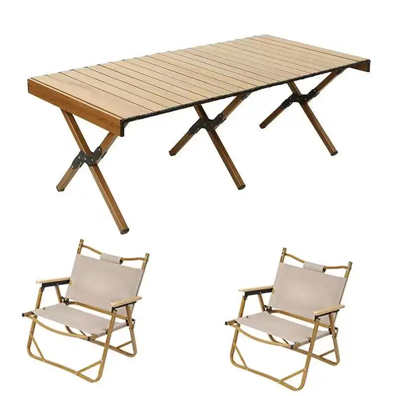 Оптовая продажа, новый легкий уличный прямоугольный деревянный, алюминиевый складной стол для яиц, стол для пикника