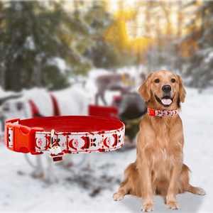 टिकाऊ क्रिसमस पालतू कॉलर पट्टा सेट कुत्तों के लिए समायोज्य मिलान डिजाइन - Product Image 4