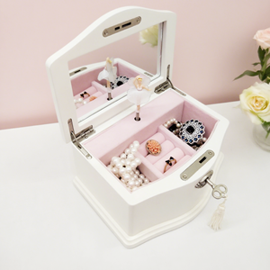 Boîte à bijoux en bois personnalisée pour enfants, princesse, MDF blanc rose, ballerine, fille, musicale, personnalisée - Product Image 6