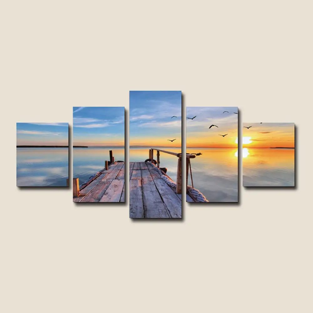 Stretched Canvas prints set Wall Art Print 5 Panel Seascape Set