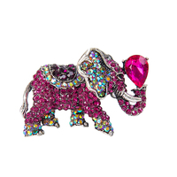 Broche élégante en forme d'éléphant plaquée argent et or, ornée de cristaux et de strass, accessoires pour femmes