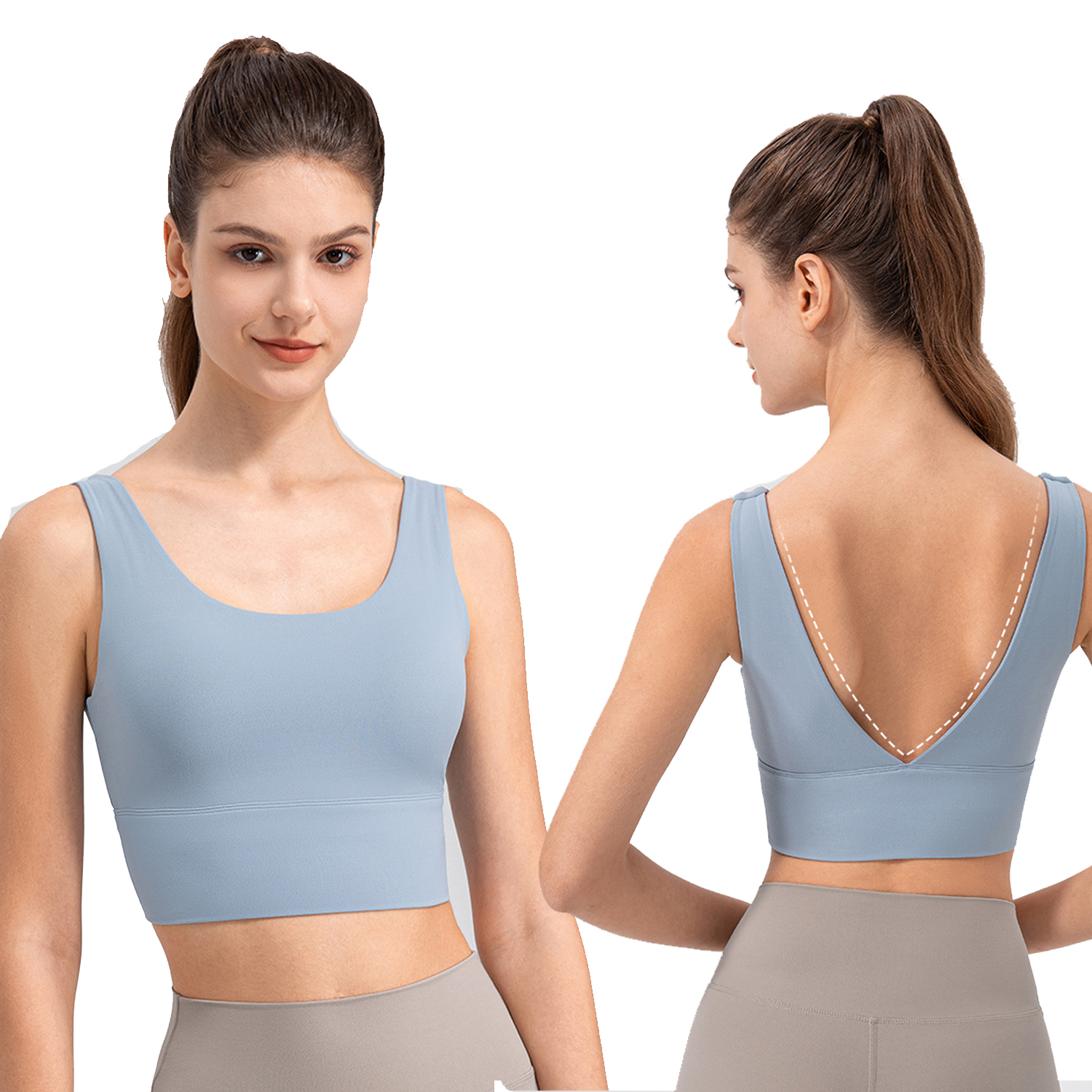 Deep V Back Sport Bra Running Yoga Fitness Shockproof Bra Running Vest Training Backless Yoga tank Top Women Sport