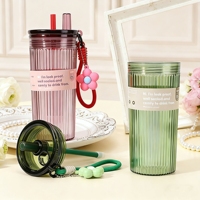 Gobelet écologique pour boissons froides, idéal pour le camping et les voyages, avec paille, poignée et anse de suspension, capacité 750 ml