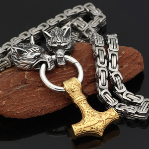 Collar nórdico de <span class=keywords><strong>lobo</strong></span> celta para hombre, colgante de acero inoxidable con cabeza de <span class=keywords><strong>Lobo</strong></span> <span class=keywords><strong>Vikingo</strong></span>, collar de joyería de amuleto Nórdico (KSS377) - Product Image 6