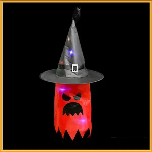 Halloween Decorations lights Indoor Outdoor Decor Hanging Lighted Glowing Ghost Witch Hat Halloween Ghost Lights Decoration