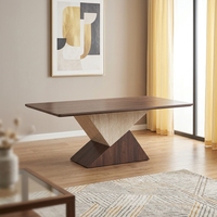 Table à manger géométrique contemporaine, table à manger moderne avec base croisée unique pour salle à manger