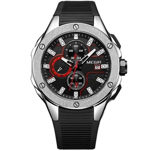 Megir 2053 moda hecha en China reloj de cuarzo para hombre <span class=keywords><strong>Excel</strong></span> correa de goma Chrono fecha pantalla impermeable deportes Relogio Musculino - Product Image 1