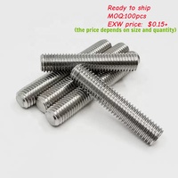 SS 304 316 Stainless Steel 16-1000MM Length M3 M4 M5 M6 M8 M10 M12 Metric Full Thread Stud Bar All Threaded Rod
