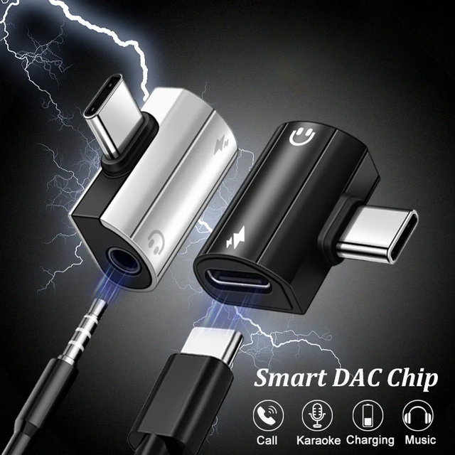 New Elbow USB Type C to 3.5mm Jack AUX Audio Headphone Converter Adapter Fast Charger 30W for Samsung iPhone 18 17 16 15 Xiaomi