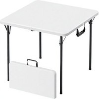 Table pliante en plastique HDPE de qualité commerciale, légère, gain de place, avec pieds en acier, pour extérieur, jardin, terrasse, restaurant, pique-nique, événement