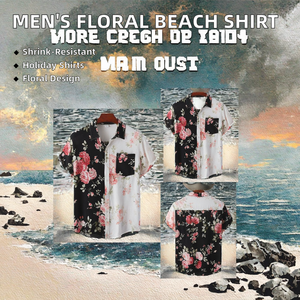 Camisa <span class=keywords><strong>de</strong></span> Playa para Hombre con Estampado Floral, Botones Grandes, Impresión Digital, Antiencogimiento, Poliéster/Algodón para Verano - Product Image 2