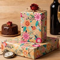 5 Meter Original Wildblumen-Geschenkpapier aus Kraftpapier für Hochzeitsfeiern