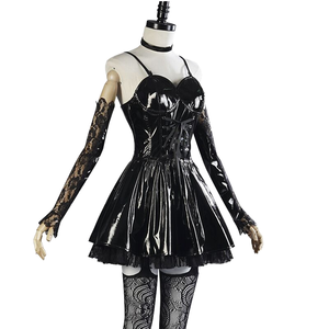 Costume de <span class=keywords><strong>cosplay</strong></span> Anime Manga <span class=keywords><strong>Death</strong></span> <span class=keywords><strong>Note</strong></span> pour filles, robe Misamisa, jupe en simili cuir, chaussettes en dentelle, gants, perruque, costume de fête d'Halloween - Product Image 1