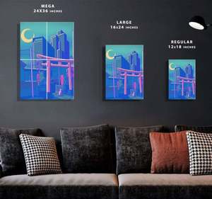<span class=keywords><strong>Bleu</strong></span> Style japonais Architecture néon Anime mur Art moderne néon peinture acrylique mur Art Decorwith éclairage - Product Image 6