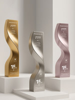 Nouveau Trophée Personnalisé en Alliage d'Aluminium 2026, Forme Vague Créative, avec Gravure Gratuite et Impression UV pour Événements et Récompenses d'Entreprise