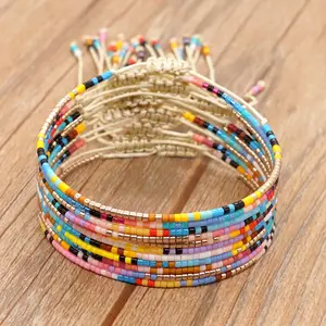 Mode handgemachte böhmische Art Reis Perlen Armband verstellbar extrem feine kleine Samen perlen Perlen Armband für Frauen