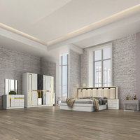DAVINI Ensemble de chambre à coucher de villa moderne et personnalisé avec miroir, lit, 2 tables de chevet, armoire, commode, table de rangement, mobilier de maison