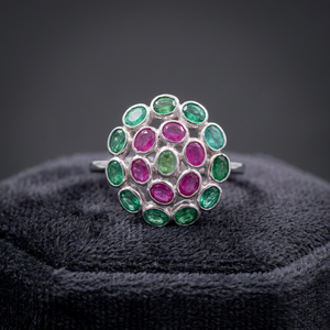 Boucles d'oreilles en argent plaqué or 18 carats avec tourmaline rose et émeraude, cadeau idéal pour un anniversaire, fabrication artisanale, pierres précieuses classiques - Product Image 2